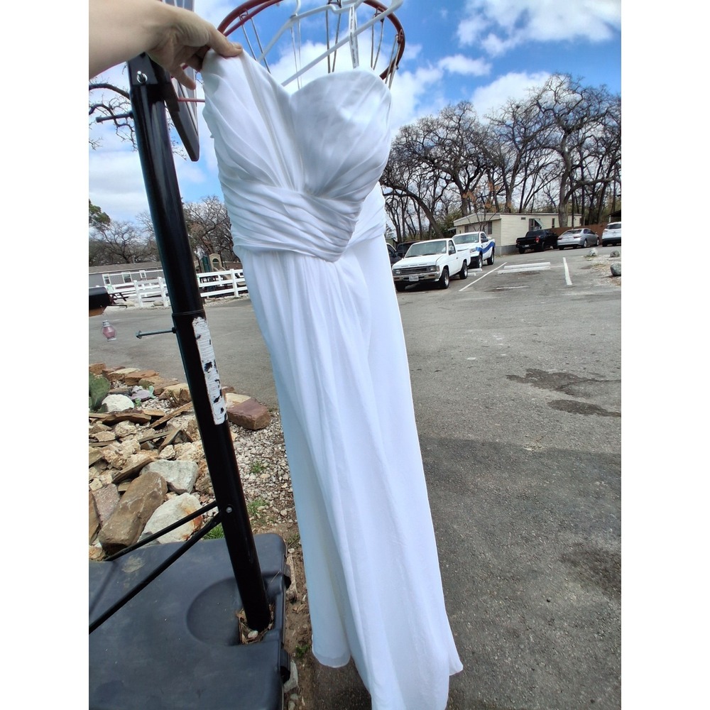 Strapless Chiffon Wedding Dress Size 18 Empire Waist Bridal Gown White Beach